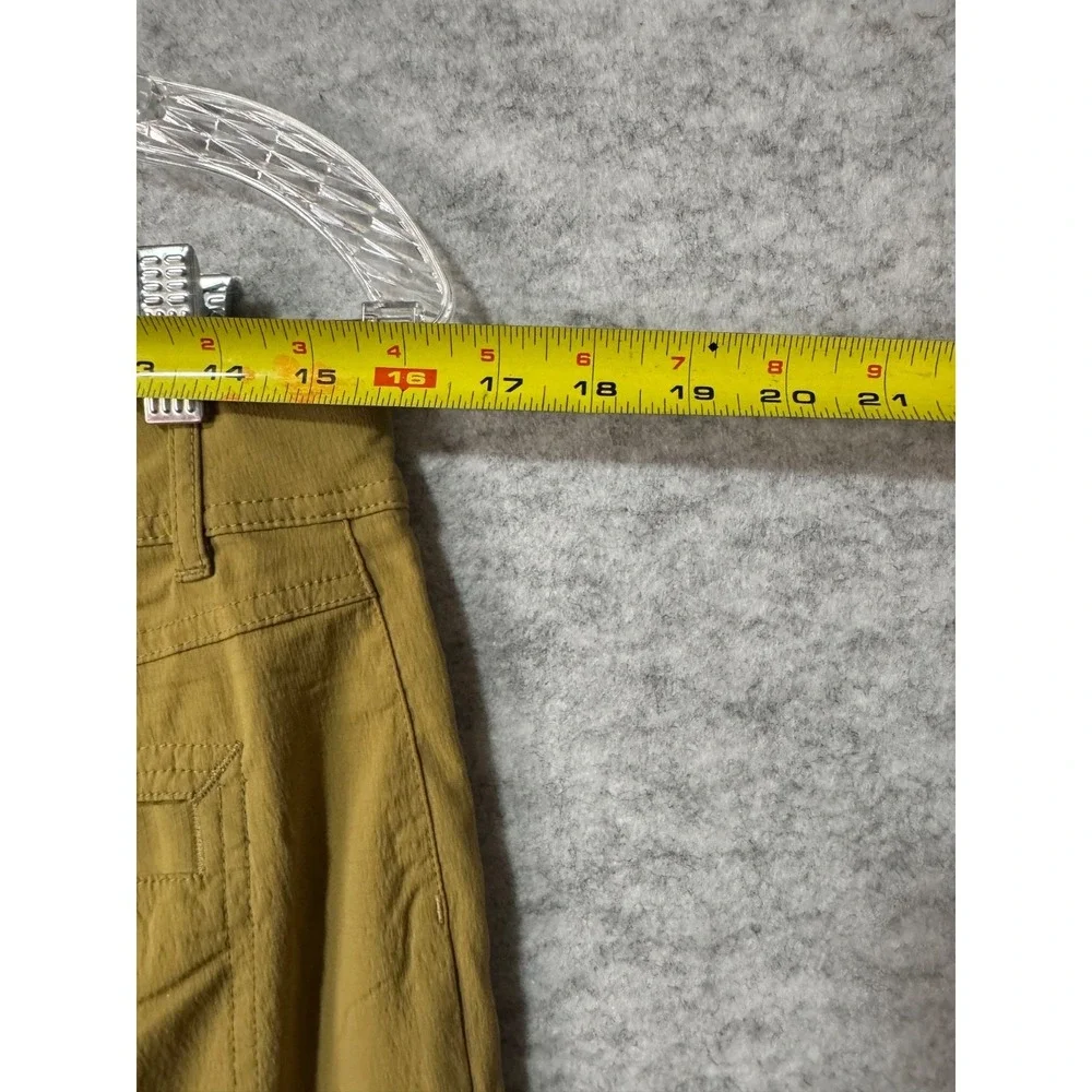 Prana Women's Khaki Shorts Tan Casual flat Front Size 34 Waist Hiking Summer